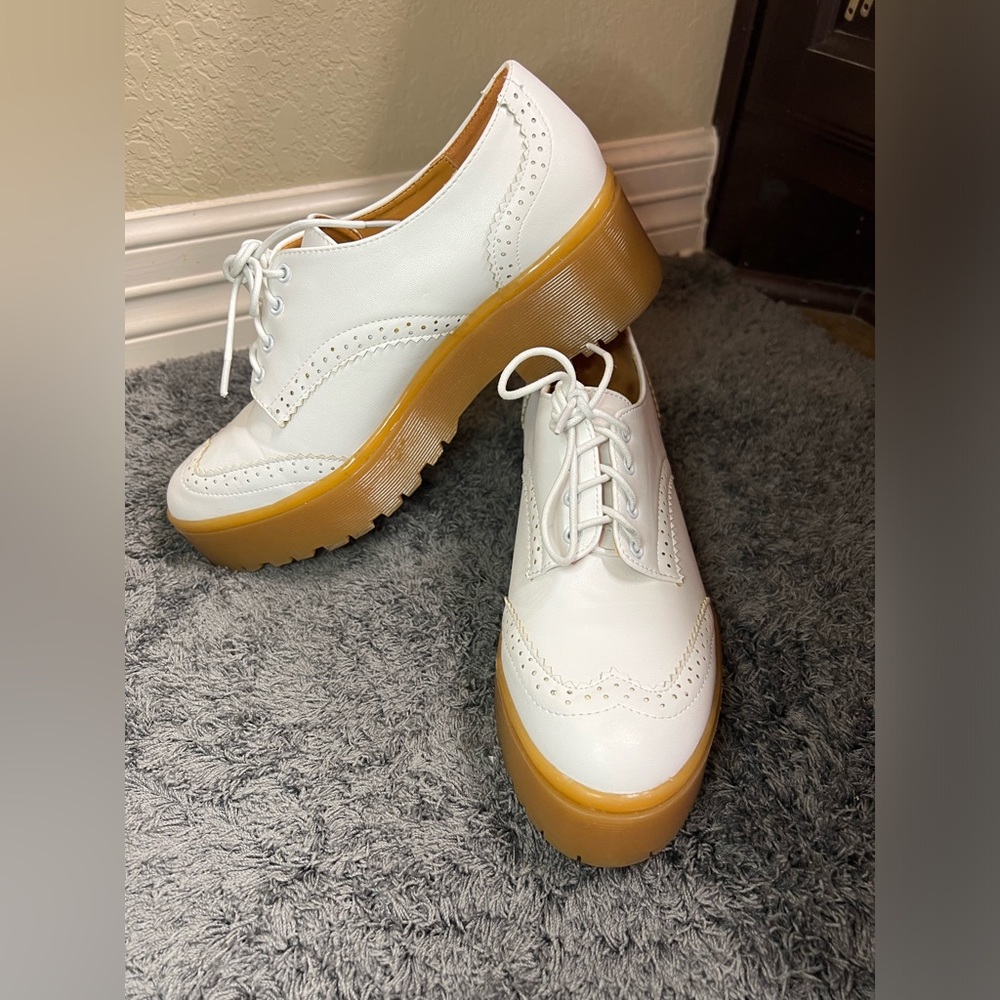 Women’s White Platform Loafers